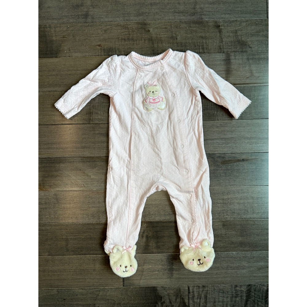 Little Me Baby Girls Pink Teddy Bear Footie Pajamas Sleeper Sizeโ 6 Months